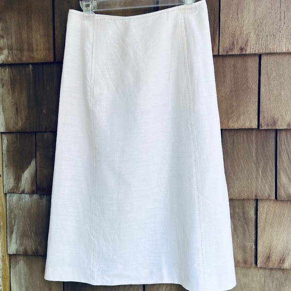 💯 Linen A-line midi skirt with pockets and trims - Picture 1 of 10